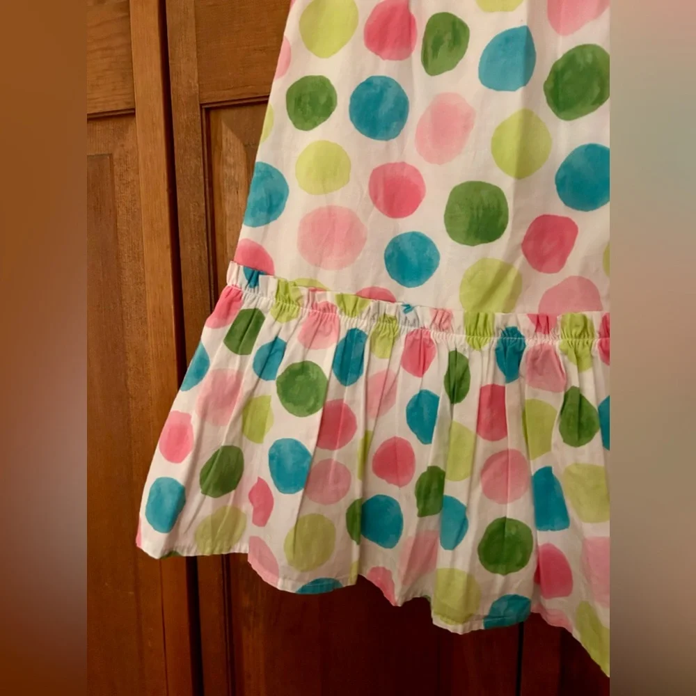 Gymboree Girl’s Cottagecore Sz 12 White Skirt W/ Blue Green Pink Polka Dot Skirt
